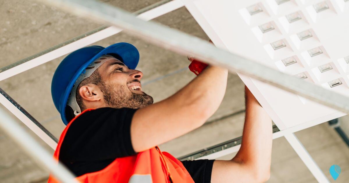 cleaning company employee doing facility maintenance