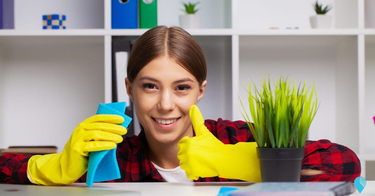 happy cleaning employee